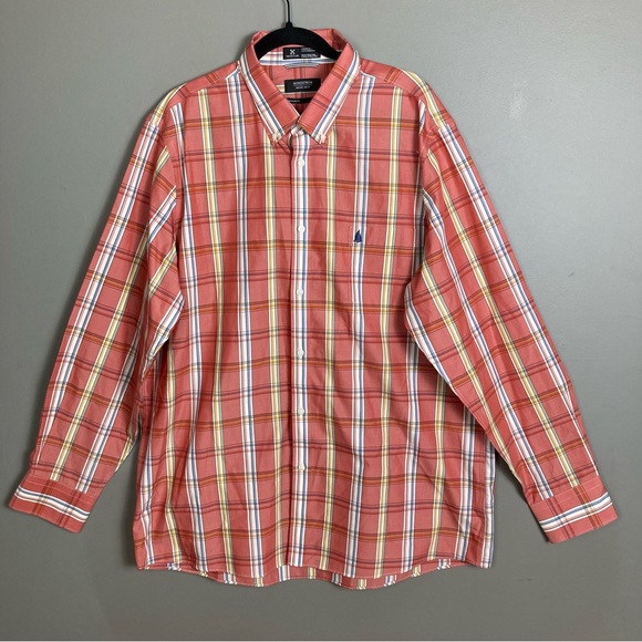 Nordstrom long sleeve plaid button down shirt men's XXL regular fit wrinkle free - Picture 8 of 12